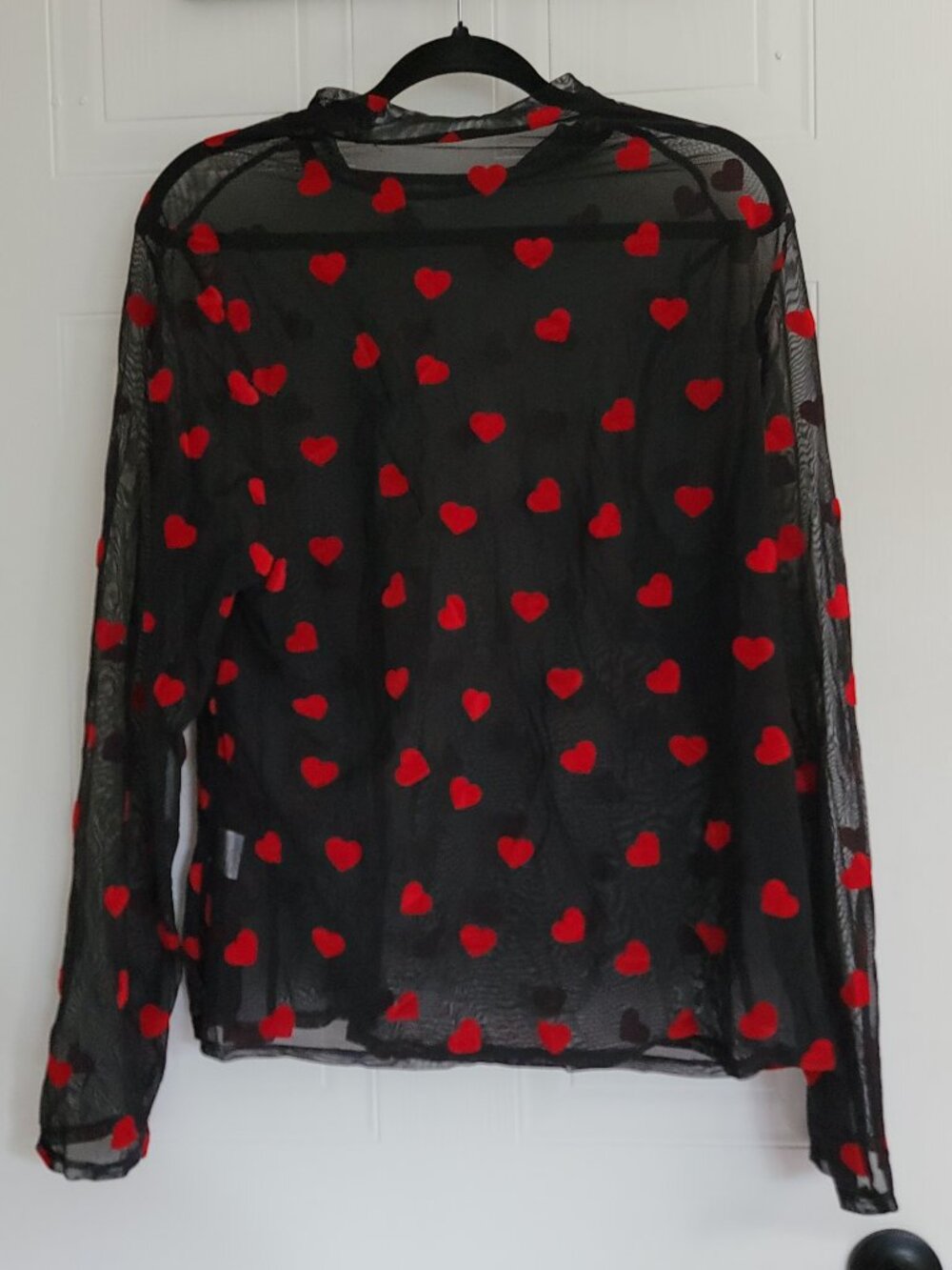 Shein Sheer Hearts Pattern Shirt